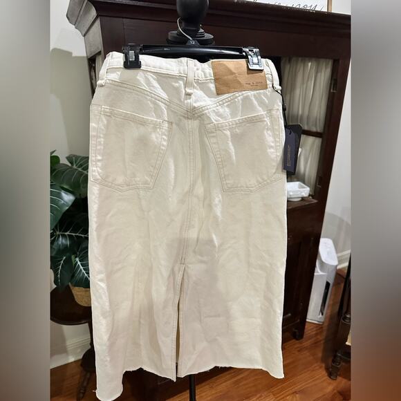 Rag & Bone High Rise A-Line Organic Cotton Midi Skirt - Picture 6 of 15